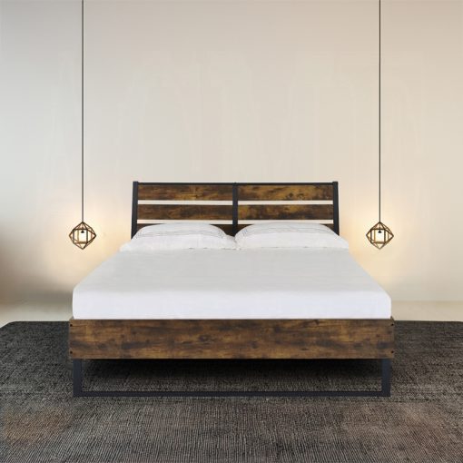 Acme Juvanth Rustic Oak & Black Eastern King Bed