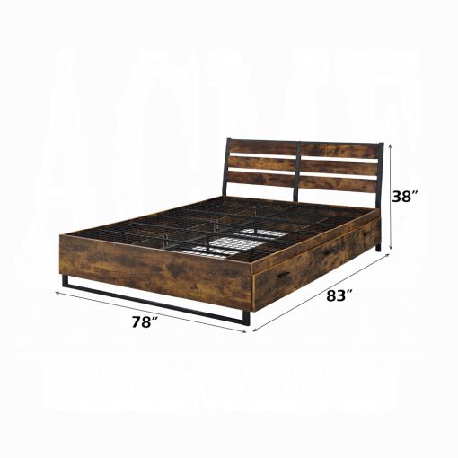 Acme Juvanth Rustic Oak & Black Eastern King Bed w/Storage - Image 8