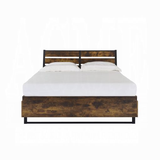 Acme Juvanth Rustic Oak & Black Eastern King Bed w/Storage - Image 3