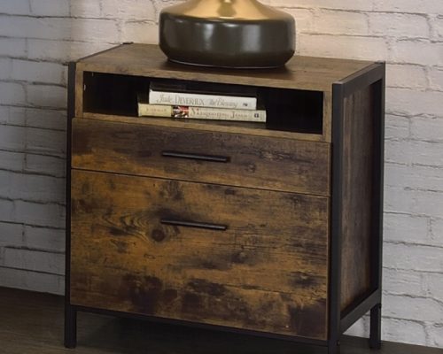 Acme Juvanth Rustic Oak & Black Nightstand