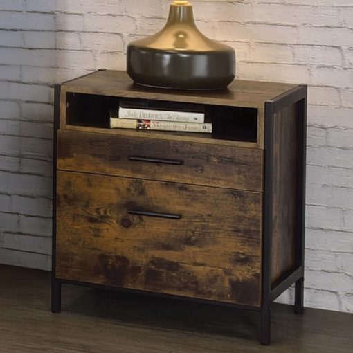 Acme Juvanth Rustic Oak & Black Nightstand
