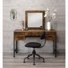Acme Juvanth Rustic Oak & Black Vanity Desk & Mirror