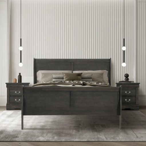 Acme Louis Philippe Dark Gray Eastern King Bed - Image 6
