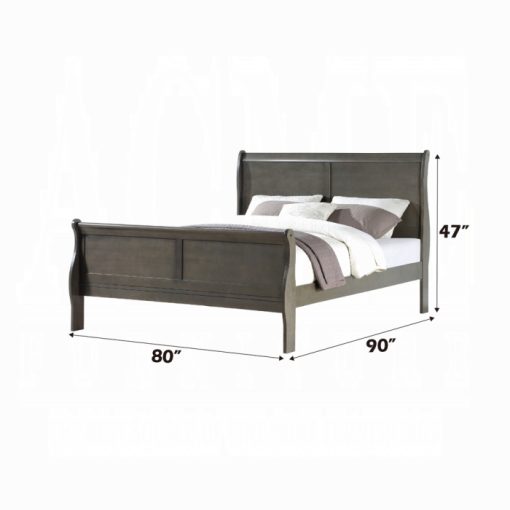 Acme Louis Philippe Dark Gray Eastern King Bed - Image 7