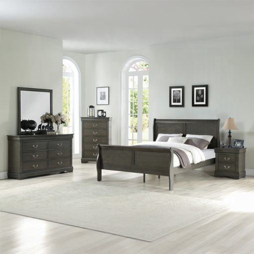 Acme Louis Philippe Dark Gray Eastern King Bed - Image 8