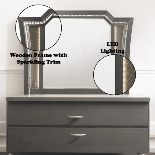 Acme Kaitlyn Metallic Gray Mirror w/LED - Image 6