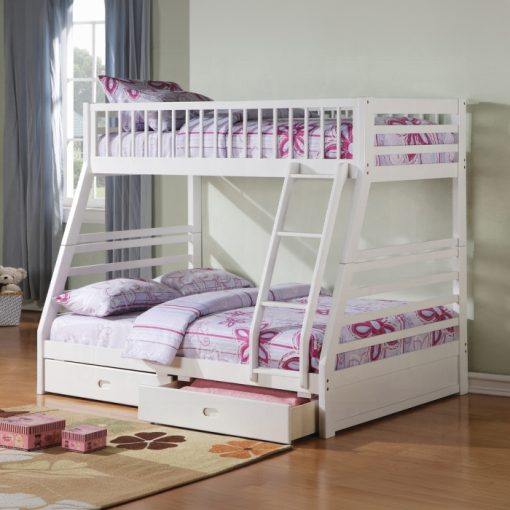 Acme Jason White Bunk Bed (T/F) w/Storage
