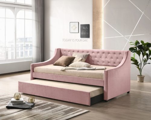 Acme Lianna Pink Velvet Daybed w/Trundle