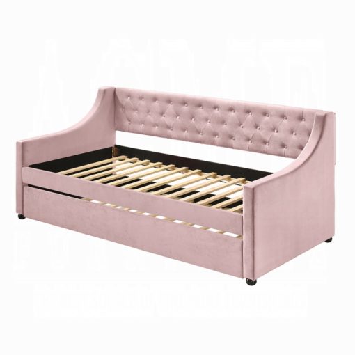 Acme Lianna Pink Velvet Daybed w/Trundle - Image 2