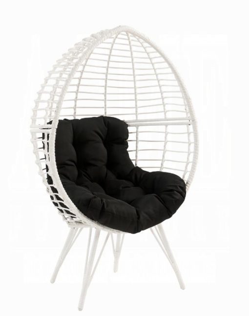 Acme Galzed Black Fabric & White Wicker Patio Lounge Chair - Image 2