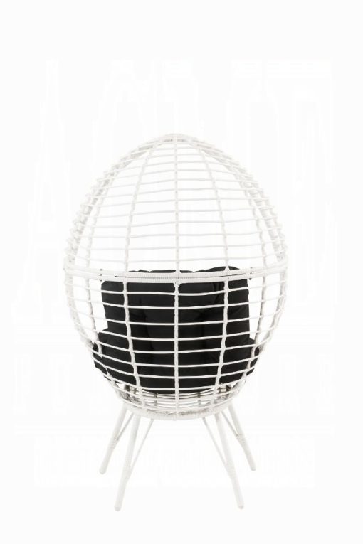 Acme Galzed Black Fabric & White Wicker Patio Lounge Chair - Image 4