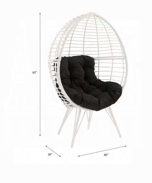 Acme Galzed Black Fabric & White Wicker Patio Lounge Chair - Image 6