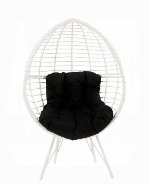 Acme Galzed Black Fabric & White Wicker Patio Lounge Chair - Image 5