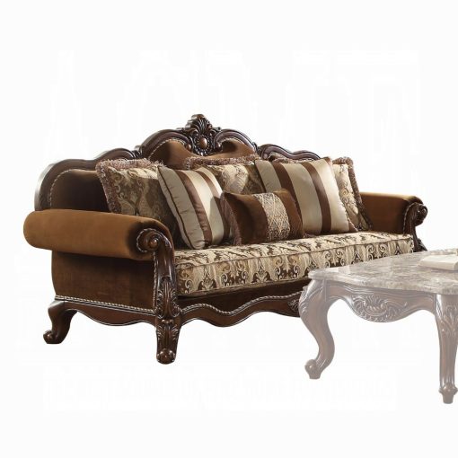 Acme Jardena Fabric & Cherry Oak Sofa w/6 Pillows(Same LV01591) - Image 2