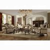 Acme Latisha Tan, Pattern Fabric & Antique Oak Sofa w/8 Pillows(Same LV01576)
