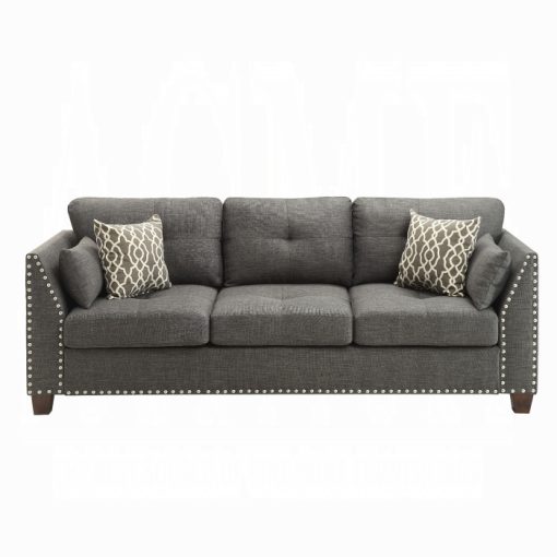 Acme Laurissa Light Charcoal Linen Sofa w/4 Pillows - Image 2