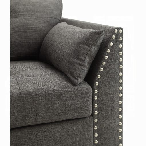 Acme Laurissa Light Charcoal Linen Sofa w/4 Pillows - Image 6