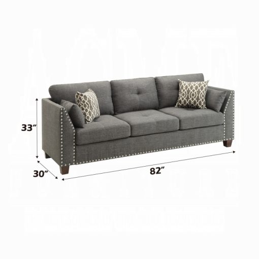 Acme Laurissa Light Charcoal Linen Sofa w/4 Pillows - Image 7