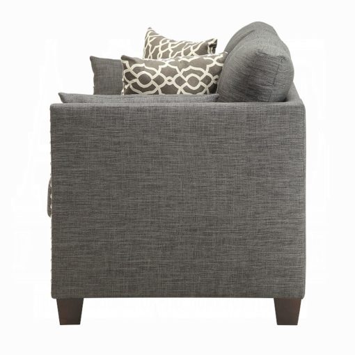 Acme Laurissa Light Charcoal Linen Loveseat w/4 Pillows - Image 4