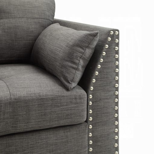 Acme Laurissa Light Charcoal Linen Loveseat w/4 Pillows - Image 6