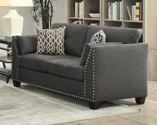 Acme Laurissa Light Charcoal Linen Loveseat w/4 Pillows