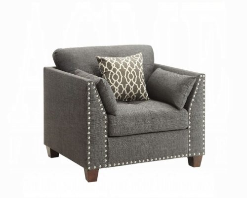 Acme Laurissa Light Charcoal Linen Chair w/3 Pillows