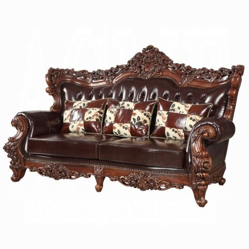 Acme Forsythia Espresso Top Grain Leather Match & Walnut Sofa - Image 2