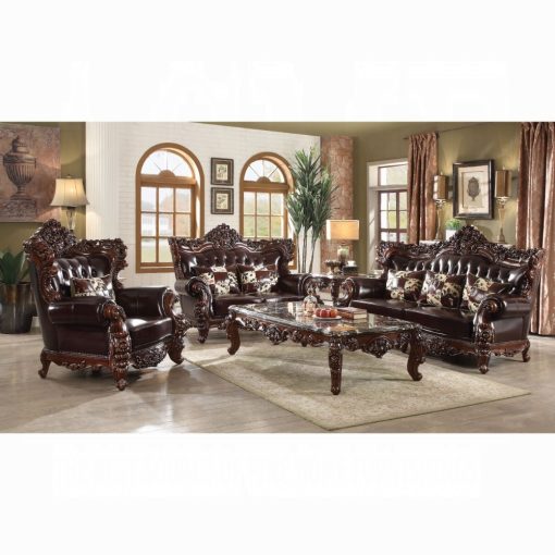 Acme Forsythia Espresso Top Grain Leather Match & Walnut Sofa