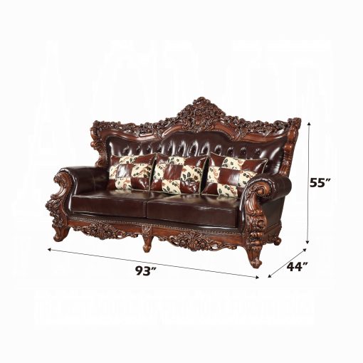 Acme Forsythia Espresso Top Grain Leather Match & Walnut Sofa - Image 8