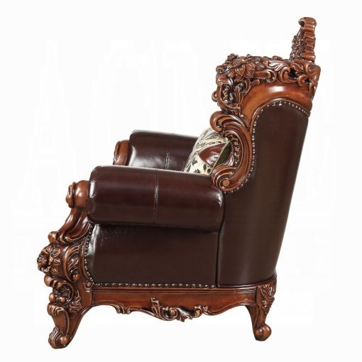 Acme Forsythia Espresso Top Grain Leather Match & Walnut Loveseat - Image 3