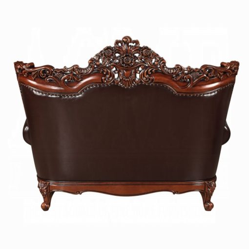 Acme Forsythia Espresso Top Grain Leather Match & Walnut Loveseat - Image 4