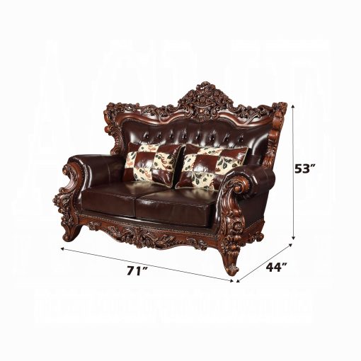 Acme Forsythia Espresso Top Grain Leather Match & Walnut Loveseat - Image 7