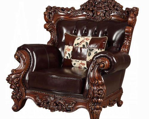 Acme Forsythia Espresso Top Grain Leather Match & Walnut Chair