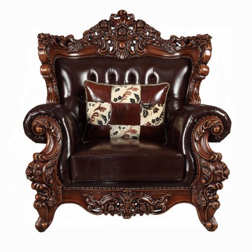 Acme Forsythia Espresso Top Grain Leather Match & Walnut Chair - Image 2