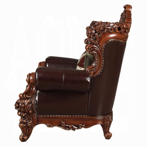 Acme Forsythia Espresso Top Grain Leather Match & Walnut Chair - Image 3