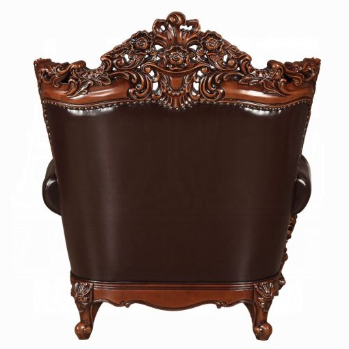 Acme Forsythia Espresso Top Grain Leather Match & Walnut Chair - Image 4