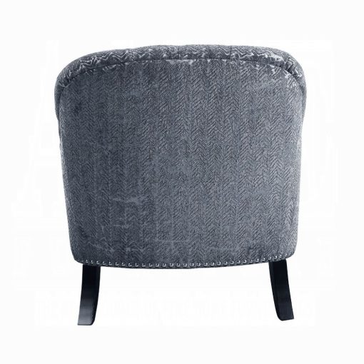 Acme Gaura Pattern Gray Velvet Chair with Pillow - Image 4