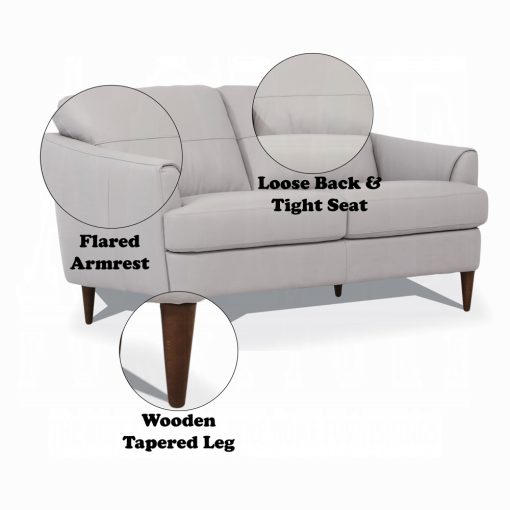 Acme Helena Pearl Gray Top Grain Leather Loveseat - Image 6