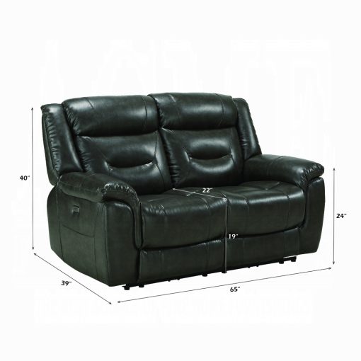 Acme Imogen Gray Leather Aire Power Motion Loveseat with USB Port - Image 2