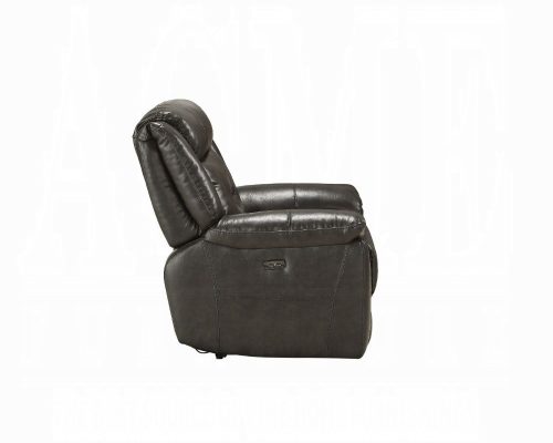Acme Imogen Gray Leather Aire Power Motion Recliner with USB Port