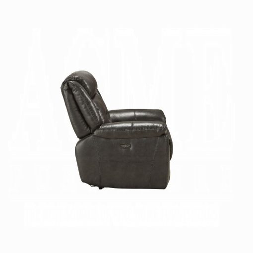 Acme Imogen Gray Leather Aire Power Motion Recliner with USB Port