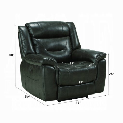 Acme Imogen Gray Leather Aire Power Motion Recliner with USB Port - Image 2