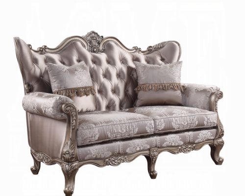 Acme Jayceon Fabric & Champagne Loveseat w/2 Pillows