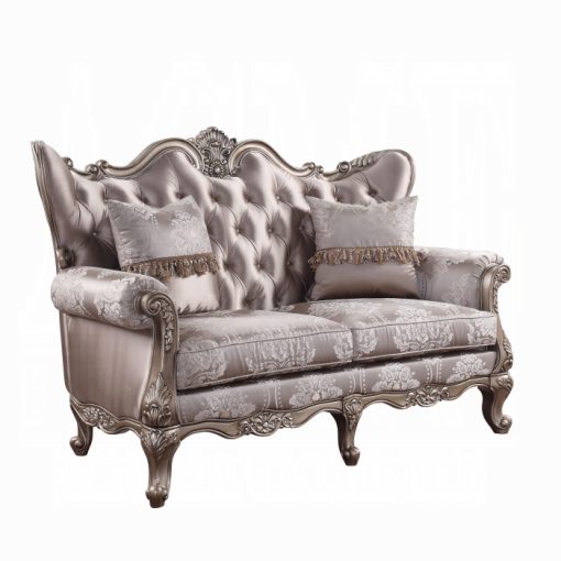Acme Jayceon Fabric & Champagne Loveseat w/2 Pillows