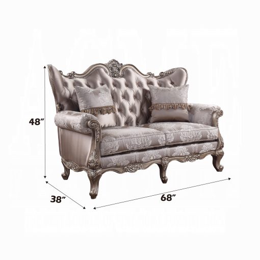 Acme Jayceon Fabric & Champagne Loveseat w/2 Pillows - Image 5