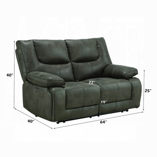Acme Harumi Gray Fabric Power Motion Loveseat with USB Port - Image 2