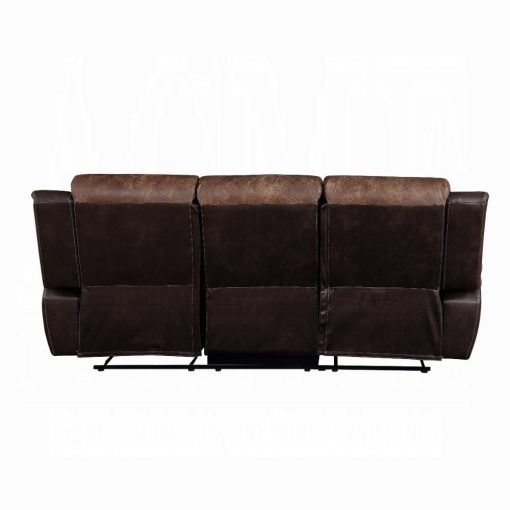 Acme Jaylen Toffee & Espresso Polished Microfiber Motion Sofa - Image 6