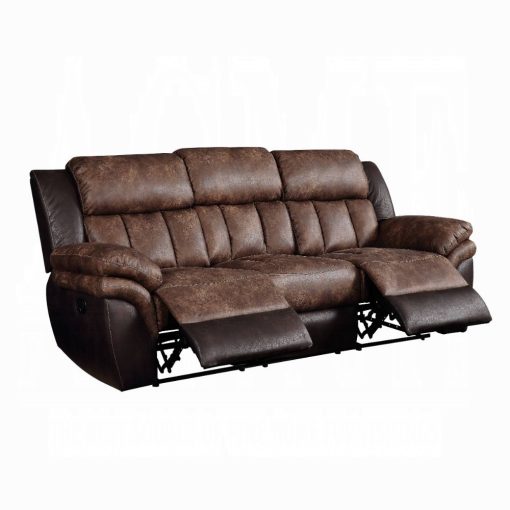 Acme Jaylen Toffee & Espresso Polished Microfiber Motion Sofa - Image 5
