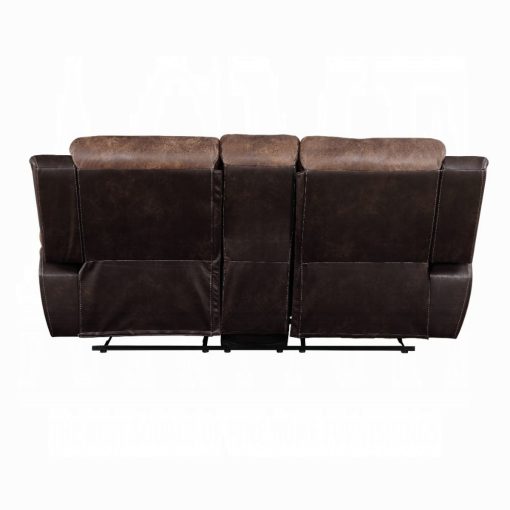 Acme Jaylen Toffee & Espresso Polished Microfiber Motion Loveseat w/Console - Image 4