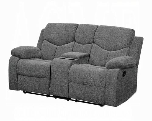 Acme Kalen Gray Chenille Motion Loveseat w/Console
